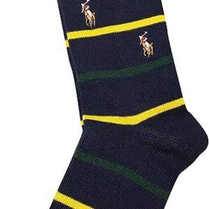 Polo Ralph Lauren Men's Socks Cotton/Polyester Blend 889210 Blue/Grn/Yllw Stripe